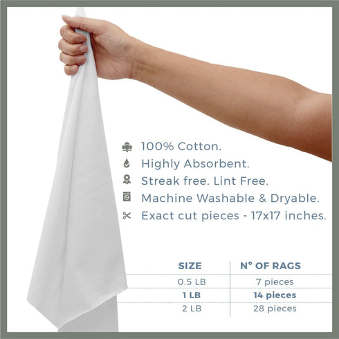 VALENGO New Lint Free Rags 100% Cotton Cloth, Soft Tshirt Rags, Lint Free Cloth for Staining Wood, Cast Iron, Rags for Cleaning, Dusting, Polishin...