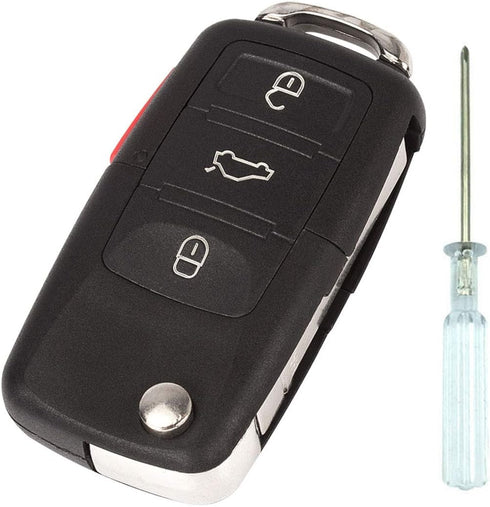Replacement Flip Remote Entry Key Fob Case for VW Volkswagen Jetta Passat Golf Beetle Rabbit GTI CC EOS Key Fob Cover, Black, Compatible with Car,...