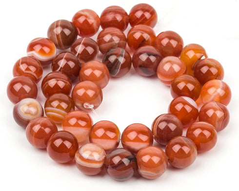 Red Striped Agate 6mm Round Beads, 60 Pcs Natural Stone Gemstone Beads for Jewelry Making, DIY Crafts, Bracelets, Necklaces, and Earrings...