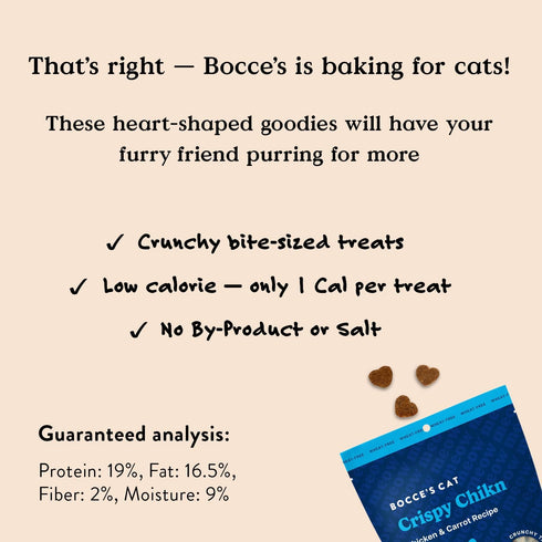 Bocce's Bakery, Crispy Chikn Crunchy Treats for Cats, Wheat-Free Everyday Cat Treats, Made with Limited-Ingredients, Baked in The USA, All-Natural...