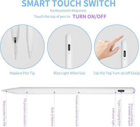 New Generation Stylus Pen for ipad, Active Pencil with Quick Charge,Magnetic Apple Compatible 2018-2024 iPad Pro 11"/12.9",iPad 10/9/8/7/6,iPad Mi...