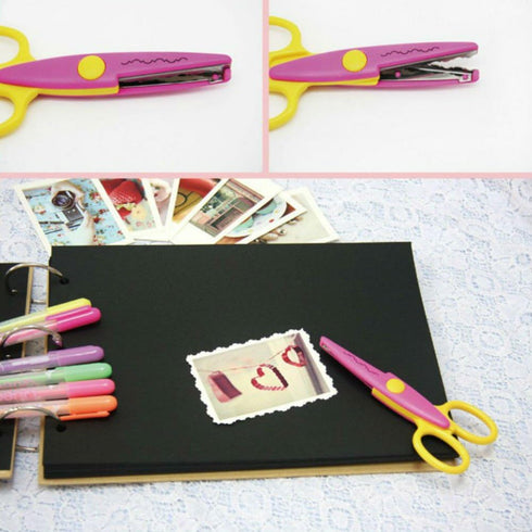 AKOAK 5" 6 Pcs/Set Children Kids Paper Craft Scissors 6 Cutting Patterns Curved Edges DIY Decorative Scissor for Scrapbook Album Photos...