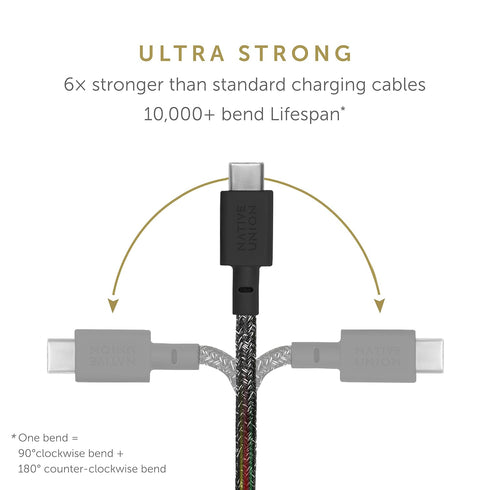 Native Union Type-C Belt Cable - USB-C to USB-C 4ft Ultra-Strong Charging Cable Compatible with iPhone 15, 15 Plus, 15 Pro, 15 Pro Max, iPad Pro, ...