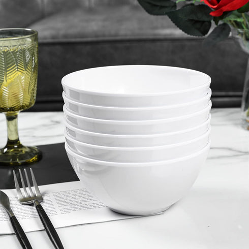Melamine Cereal Bowls - 28oz White Melamine Bowls,6Pcs Soup Bowls Set for Kitchen,Unbreakable,Dishwasher Safe...