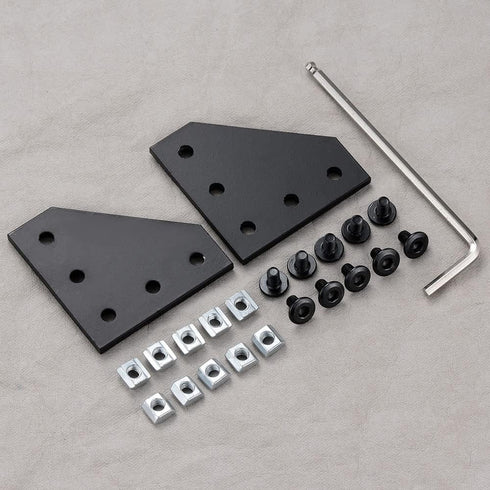 6Sets 2020 Corner Bracket Connectors 5 Hole L Shape Joint Plates for 2020 Series 6mm Slot Aluminum Extrusion Profile Accessories(L Black)...