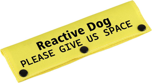 Funny Dog Leash Sleeve Reactive Dog Please Give Us Dog Leash Wrap Sleeve Alert Tag Pet Birthday Gift (Reactive Dog Space-YE Sleeve)...