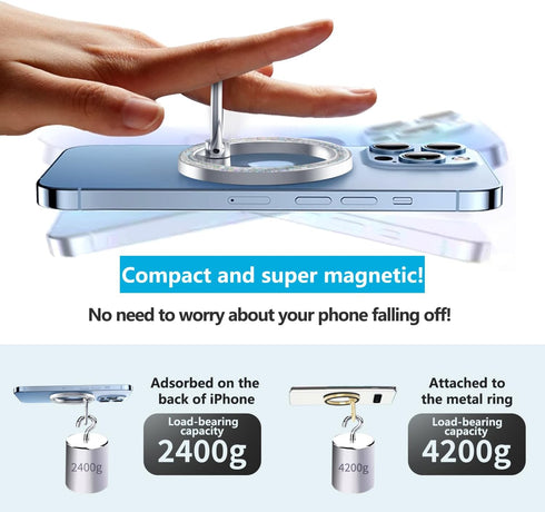 Magnetic Phone Ring Holder for MagSafe,?360° Rotation & 180° Adjustable? Phone Ring Mag-Safe Accessories with for iPhone 15/14/13/12 Series/Samsun...