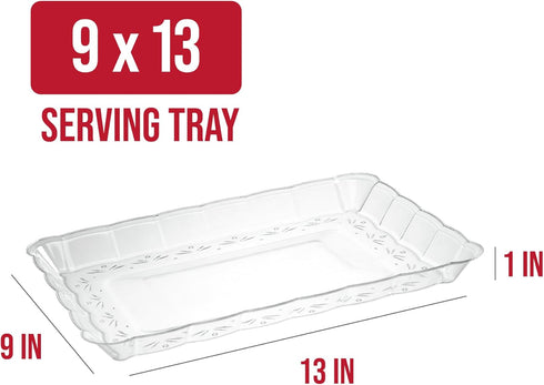 Plasticpro Plastic Serving Trays - Serving Platters Rectangle 9X13 Disposable Party Dish Includes 4 Trays...