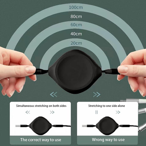 3 in 1 Charging Cable, USB Fast Charging, Retractable Cable (39.4" / 100cm) Three Universal Ports (/Type-C/Micro USB) Uses Car Office Home(Black)...