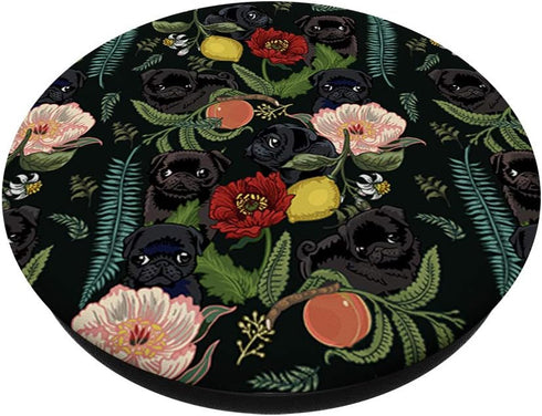 Botanical and Black Pugs PopSockets by Huebucket PopSockets PopGrip: Swappable Grip for Phones & Tablets...