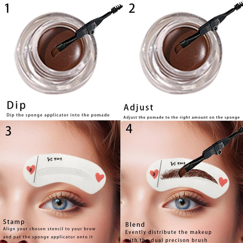 Transparent Eyebrow Shaping Gel Set, Pomade Eyebrow Scalpel Stencil Sticker Kit Eyebrow Styling Soap for Natural Brows Skin, Long Lasting 3D Feath...