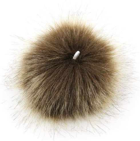Faux Fur Pom Pom with Elastic Loop DIY 12pcs Fluffy Pompom Ball for Knitted Accessories Hat Shoes Scarves Bag Keychain Charms 3.9in (Brown)...