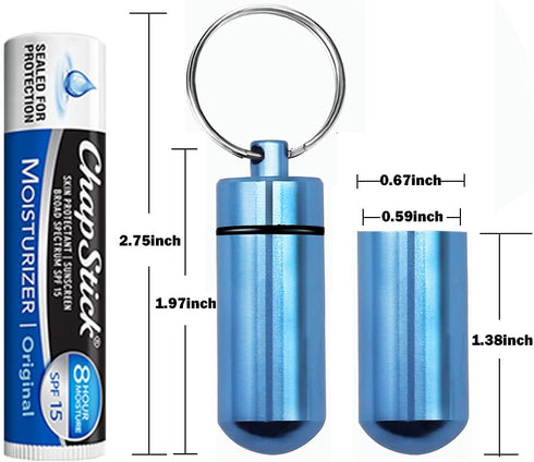 5 Packs Mini Keychain Pill Holder Fob, EFFIET Waterproof Portable Tablets Container Case Aluminum Outdoor Camping Emergency Pill Capsule Box Bottl...