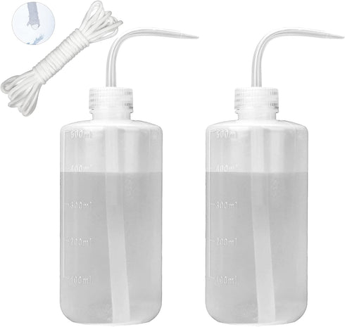 ORIMERC 2 Pack 500mL Watering Bottle with 15 feet Self Watering Wick Cord for Indoor Plants Succulent Cactus Plastic Squeeze Water Can Long Nozzle...