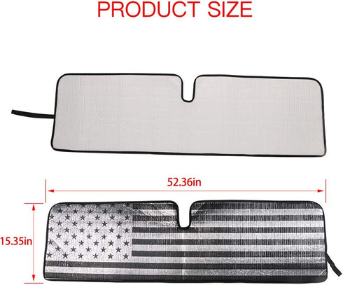 Windshield Flag Sunshade Sun Shade Heat Shield Sun Visor Mat Compatible with Jeep Wrangler Rubicon Sahara TJ JK JKU 2 Door & 4 Door...