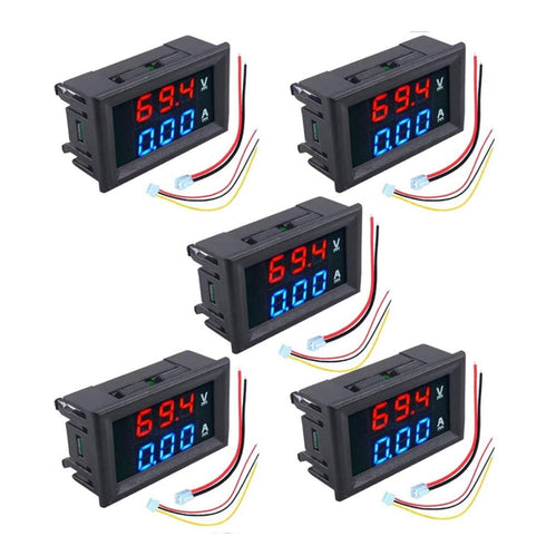 diymore 5PCS 0.28" Volt Amp Meter Digital Voltmeter Ammeter DC 100V 10A Waterproof Dual Display Current Voltage Meter Mini Ammeter Voltmeter 3 Bit...