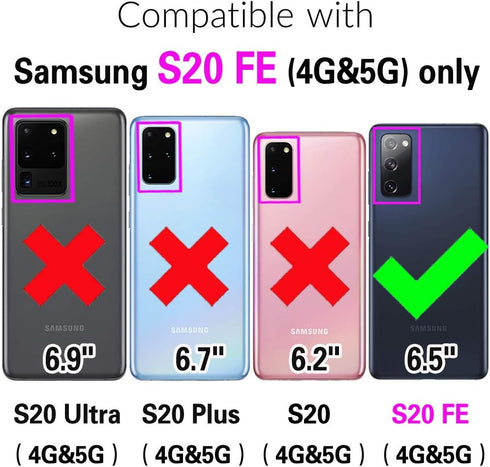 Furiet Wallet Case for Samsung Galaxy S20 FE 5G 6.5 inch Shoulder Strap Ring Buckle, Zipper Flip Organ Purse, Card Holder Phone Cover for S 20 EF ...