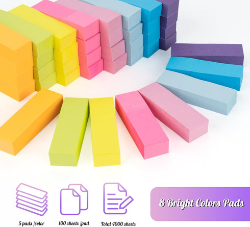 4000 Sheets Index Tabs - 0.6 x 2in Page Markers, Small Self-Stick Note Pads, Bright Colors Page Flags Sticky Index Tabs, 40 Pack Sticky Notes for ...