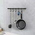 MIAOHUI Kitchen Rail with Hooks, Pan and Pot Hangers for Kitchen Wall Mount, Kitchen Utensil Rack with Removable S Hook, Aluminum (17.3inch_Black_...