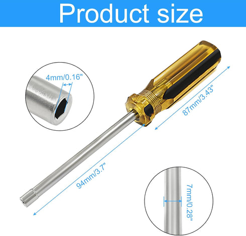 4mm Socket Wrench Screwdriver, Hex Socket Wrench High-Carbon Steel Hexagon Nut Driver Non-Magnetic Tip Hex Nut Screwdriver Hand Tool for Repairs(P...