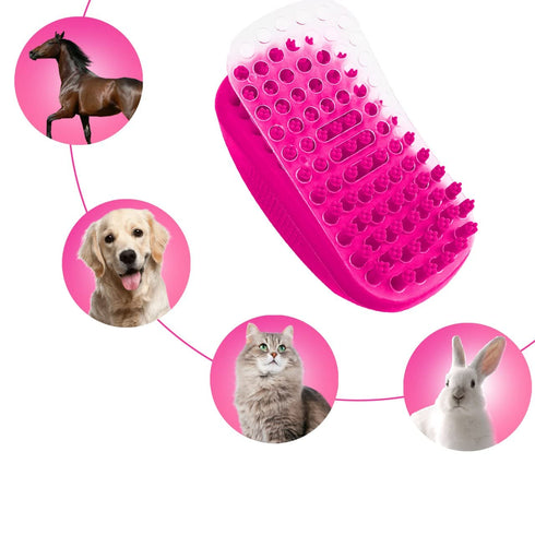Pet Bath Massage Brush - Premium Cat and Dog Bath Brush Scrubber with Removable Cover - Soft Bristle Silicone Dog Brush for Short & Long Haired Pe...