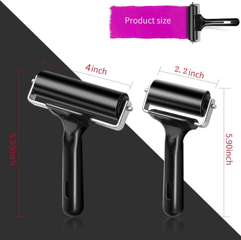 2Pcs Rubber Roller Brayer Rollers Hard Rubber 4 and 2.2 Inch for Printmaking (Black) by HRLORKC…...
