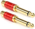 MOBOREST 1/4 in to RCA Female Pure Copper Adapter, 6.35mm Mono TS Plug Male 1/4 inch to RCA Female Stereo Interconnect Audio Adapter, (Red-2Pack)...