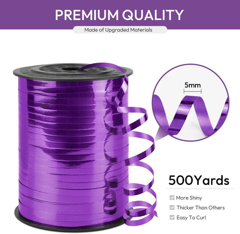 Purple Curling Ribbon, 1/5" Wide x 500 Yards Christmas Curling Ribbons for Gift Wrapping, Party Decoration, Balloon String, Hair, Ribbons for Flor...