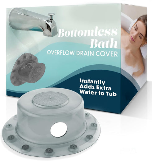 SlipX Solutions Bottomless Bath Overflow Drain Cover for Tub, Adds Inches of Water to Bathtub for a Warmer Deeper Bath, Spa Accessories, Drain Blo...