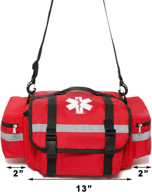First Aid Bag Empty Trauma Medical Bag for Emergency First Responder Bag Organizer EMS EMT Shoulder Carry Bag 13 x9 x7 Red Middle...