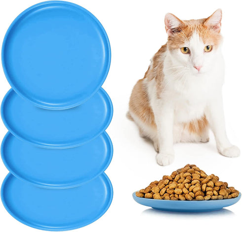 4 Pcs Whisker Fatigue Relief Cat Bowl Shallow Cat Food Dish 6 Inch Cat Wet Feeding Bowls Wide and Short Legged Cat and Small Pet Plate for Kittens...