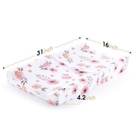 Tyke Bliss Pink Changing Pad Cover for Girls – Stretchy Floral Changing Pad Covers Made with 100% Combed Cotton Jersey Knit, Super Soft, Diaper Ch...
