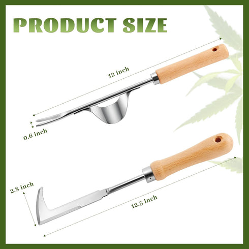 2 Packs Weed Puller Tool Set Stainless Steel Hand Lawn Weed Remover Crack Crevice Weeding Tool Manual Yard Gardening Tool with Wood Handle for Sid...