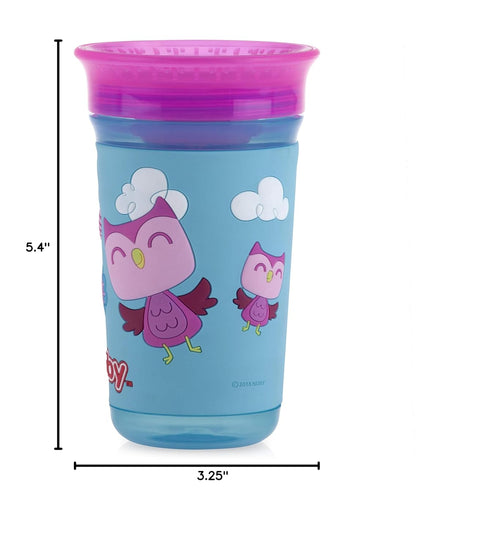 Nuby 360 Degree Easy Sip 3D Grip Wonder Cup with Printed Silicone Sleeve, 10 Oz, Owl...