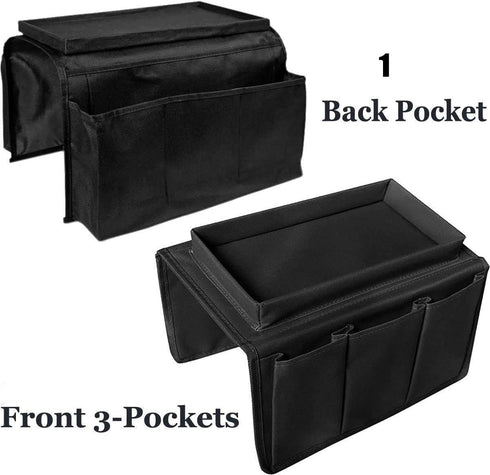 6 Pockets TV Remote Control Organizer, Home Sofa Console Folding Table Slipcover Drapes Over Arm Caddy Holder Desk Chair Armrest Hanging Storage B...