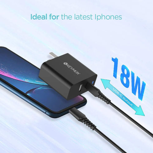 USB C Charger, KEYMOX 30W 2-Port Charger with 18W Power Delivery Adapter,for iPhone 12/12 Mini/12 Pro Max /11 Pro, Galaxy S10 S9+ S9, iPad Pro,Sam...