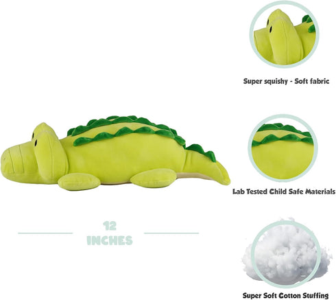 Green Alligator Plushie Toy - 12 Inches Stuffed Animal Plush Gator - Plushy and Squishy Crocodile with Soft Fabric and Stuffing - Cute Toy Gift fo...