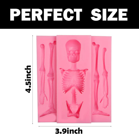Skull Skeleton Fondant Silicone Mold, Halloween Candy Kitchen Baking Mold for Cake Decoration Cupcake Topper Chocolate Gum Paste Sugar Craft...
