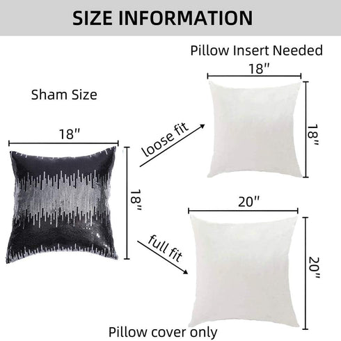 Juya Delight Throw Pillow Case, Sparkly Pillow Cushion Covers for Couch Sofa Home Decorative,18x18 inches, Black Silver, Set of 2...