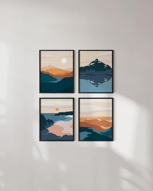 HAUS AND HUES Nature Wall Art Prints - Landscape Mountain Decor, Mid-Century Modern Wall Art...