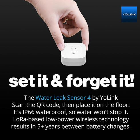 YoLink Water Leak Detector 4 with 105dB Audio Alarm, Freeze Warning, App Push, Email Alerts and Limited Text - Smart Water Sensor Alarm w/ Alexa, ...