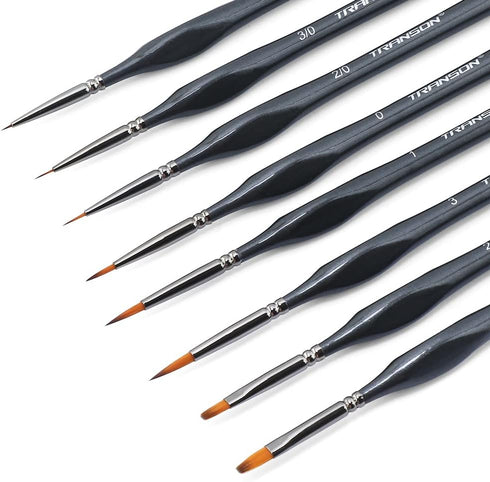 Transon Fine Detail Art Paint Brush Set 8pcs with Triangular Handle for Miniatures Model Craft Face Painting Suitable for Acrylic Gouache Watercol...