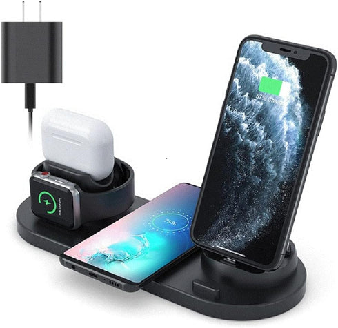 Wireless Phone Charger 6 in 1 Multi-Functional Dock (Black)...