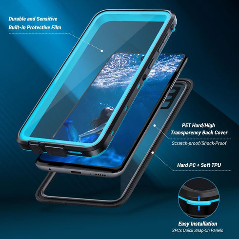 IP68 Waterproof Case for Samsung A51 4G, 6.5 in Waterproof Phone Case for Galaxy A51 4G, Fully Body Coverage Dustproof Shockproof with Built-in Sc...