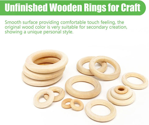 100 PCS Unfinished Natural Wooden Rings for Crafts, Wood Rings for DIY, Pendant Connectors, Jewelry Making, Macrame Supplies...
