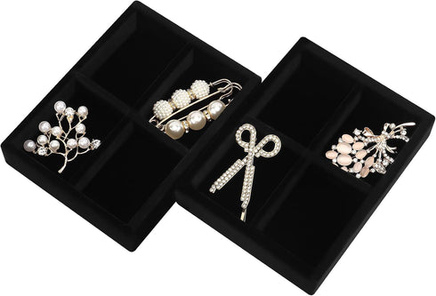 DesignSter Small Jewelry Tray-Ring Organizer 2PCS Premium Velvet Rings Earrings Display Tray Storage Insert Holder for Jewelry Box, Drawer, Dresse...