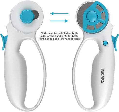 NICAPA 45mm Rotary Cutter for Fabric with Safety Lock Ergonomic Classic Comfort Loop Rotary Cutter for Crafting Sewing Quilting (Extra 5pcs 45mm R...