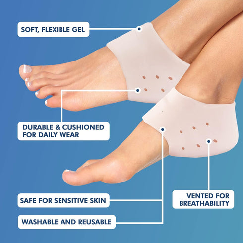 Dr. Frederick's Original Gel Heel Guards - 4ct. - Heel Cups for Heel Pain Relief - Plantar Fasciitis - Soft Heel Protectors - Gel Inserts - Cushio...