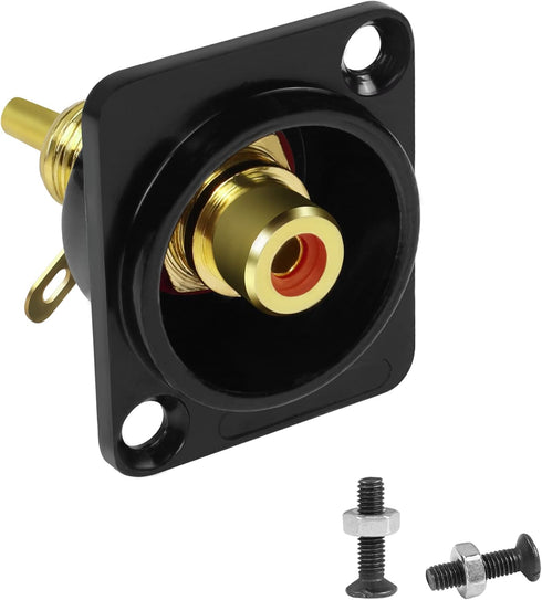QIANRENON Gold Plated RCA Panel Mount Adapter RCA Female to Solder Terminal AV Connector, D-Panel/XLR Panel Mount, for S/PDIF TV Audio Video Phono...