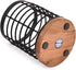 Black Iron Kitchen Utensil Holder with Acacia Wooden Base Round Flatware Storage for Countertop (4.5" x 4.5" x 6")...